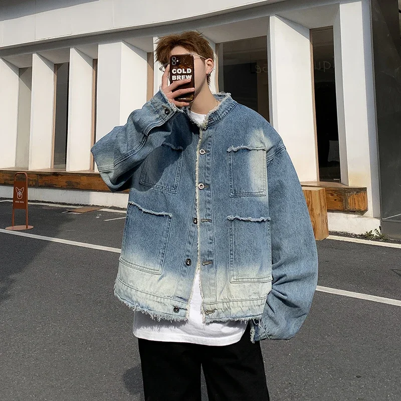 Street Fashion Jeans Men - Мужская джинсовая куртка в американском ретро-стиле