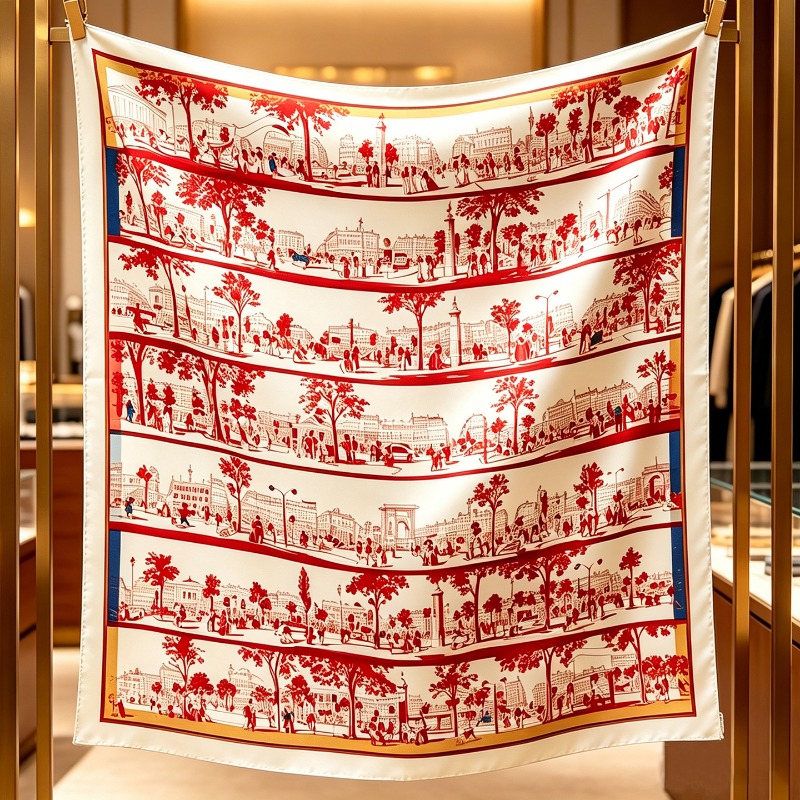 French Street Fashion - Роскошный квадратный платок из 100% натурального