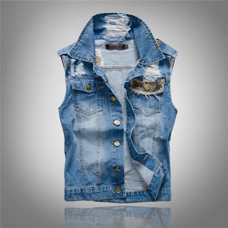 Street Fashion Style Male - Мужские тонкие джинсовые жилеты Куртки Жилетки