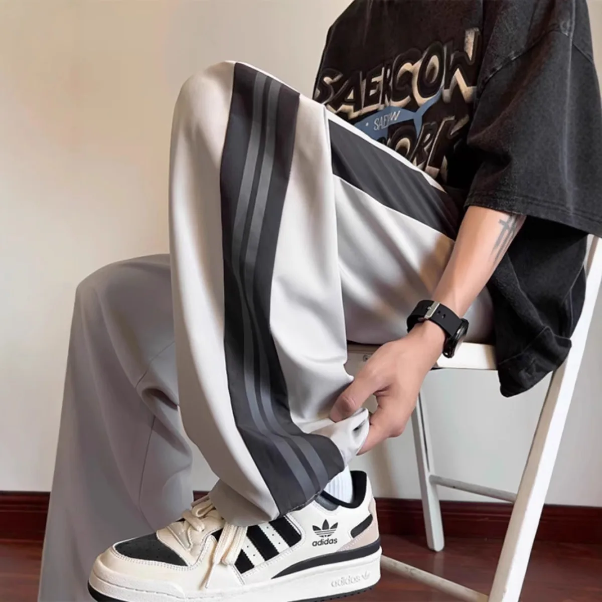 Street Fashion Couple - Мужские повседневные брюки High Street: широкие