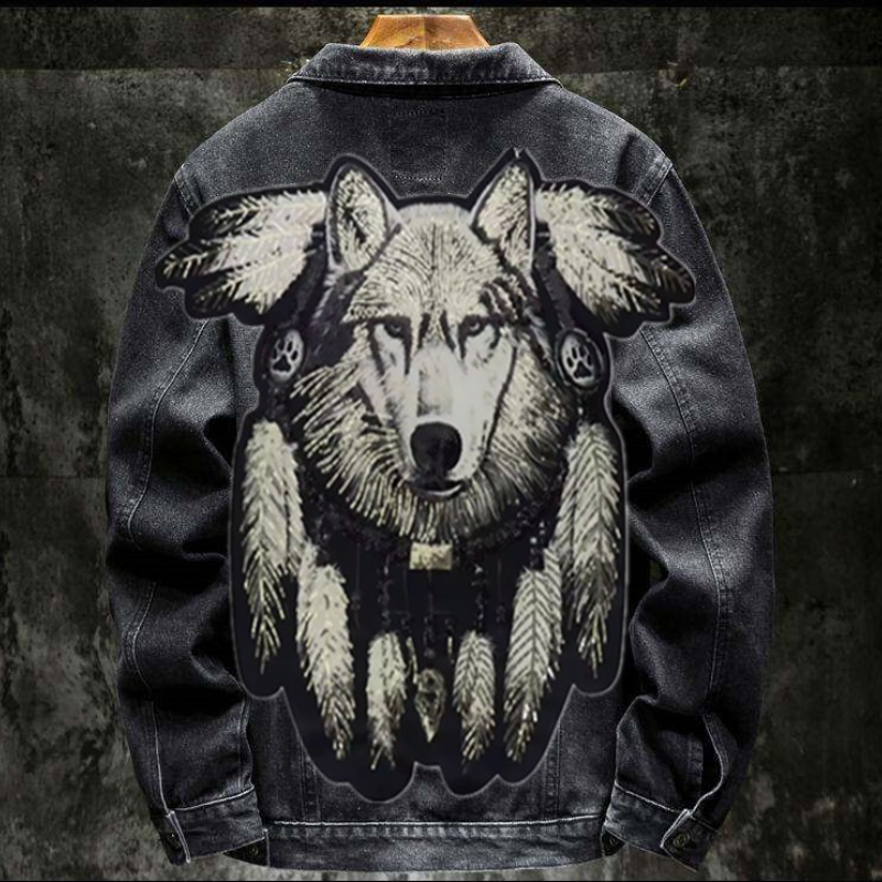Street Fashion Jeans Men - Американская винтажная джинсовая куртка с вышивкой