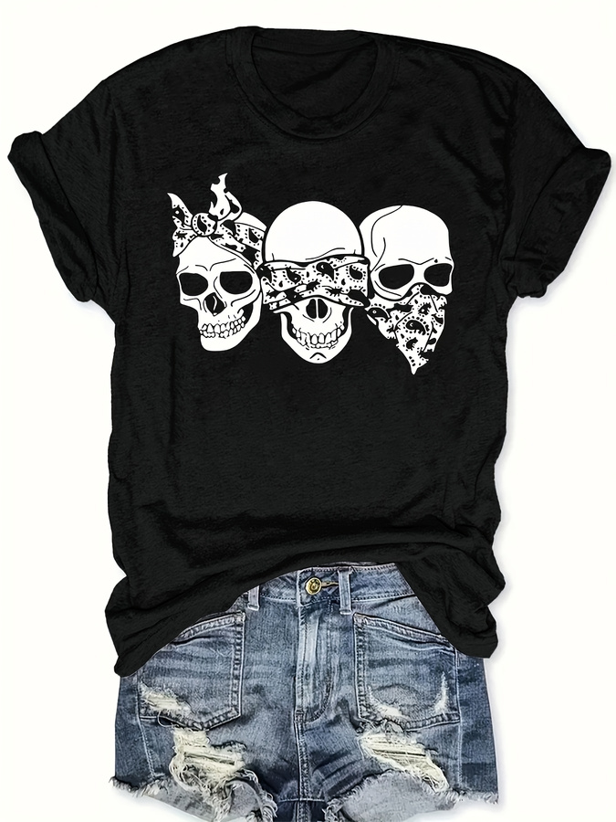 Street Fashion Style Male - Футболка с рисунком Happy Cartoon Skull,