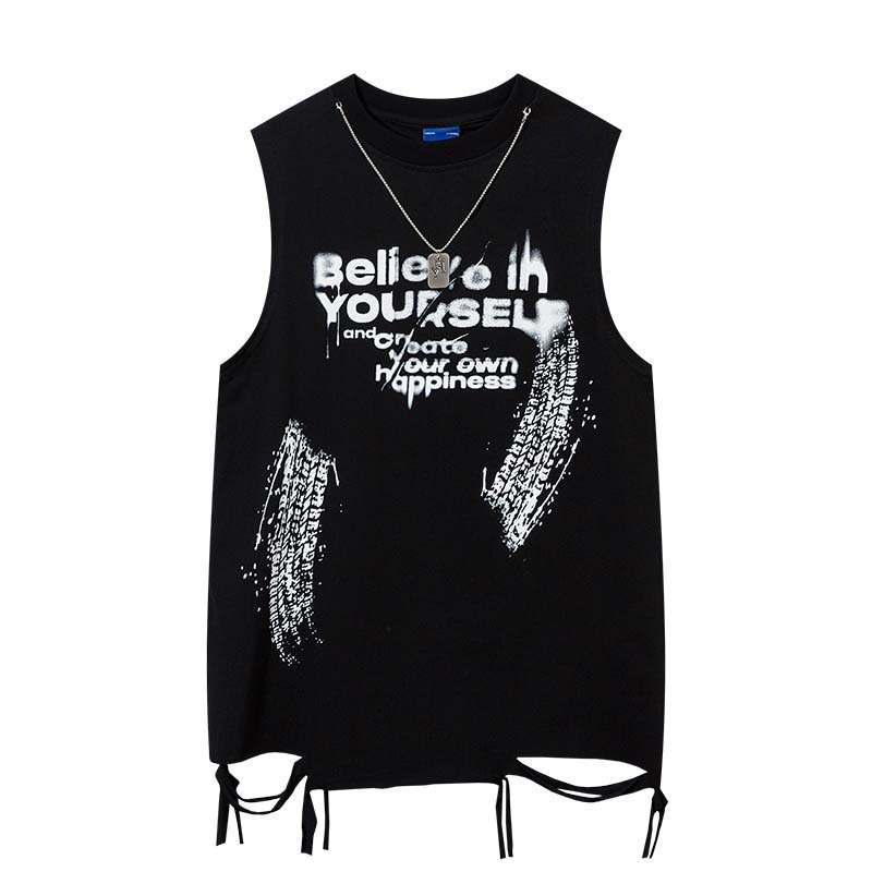Street Fashion Graffiti - Мужские модные майки с граффити, рваные,